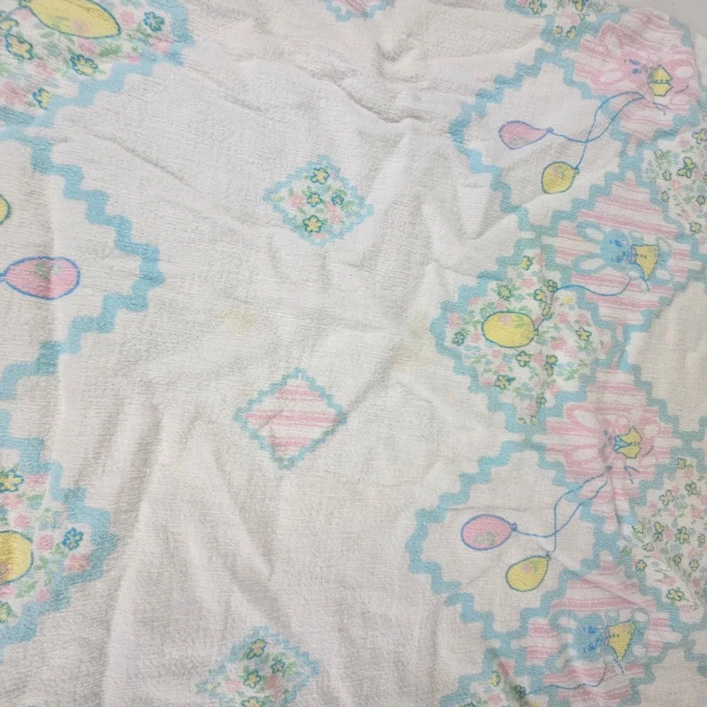 Vintage SNUZE Baby Receiving Blanket Pastel Bunny Balloon Floral 34x26